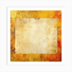 A Watercolor Illustration Of An Old Weathered Piece Of Paper Art Placed Against An Abstract Golden (2) Art Print