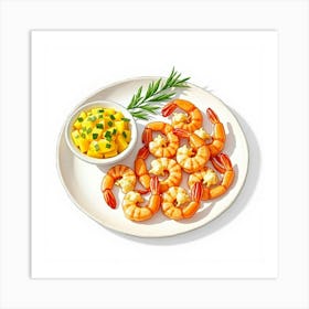 Shrimp On A Plate Art Print