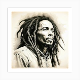 Chalk Painting Of Bob Marley Art Print