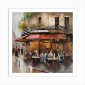 Paris Cafe.City of Paris. Cafes. Passersby, sidewalks. Oil colours.4 Art Print