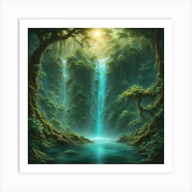 Waterfall In The Forest 18 Art Print