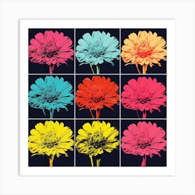 Andy Warhol Style Pop Art Flowers Chrysanthemum 3 Square Art Print