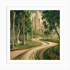 City In The Park Art Print