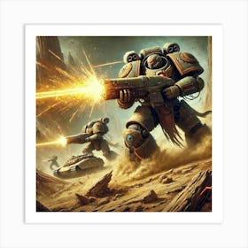 Mantle Wardens Attacking Martian Vehicles Art Print