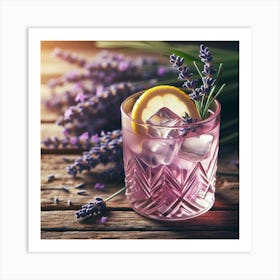 Lavender Drink With Ice And Lemon Art Print