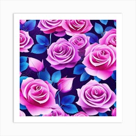 Pink Roses Seamless Pattern Art Print