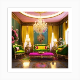 Futuristic Beautiful French Mansion Interior Livin (8) Art Print