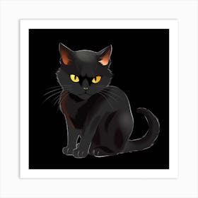 Black Cat With Yellow Eyes 1 Art Print