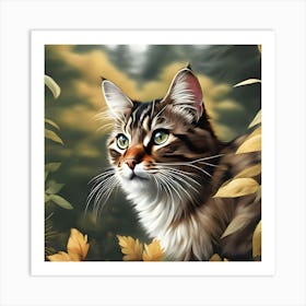 High Quality Illustration Realistic Cat Outdoors(2) Art Print