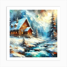 Oil Texture Log Cabin 3 1 Art Print