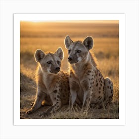 Hyenas At Sunset Art Print