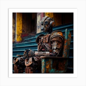 Robot Sitting In A Chair Art Print