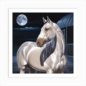 Pearl Horse At Night Art Print