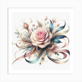 Roses And Ribbons Art Print