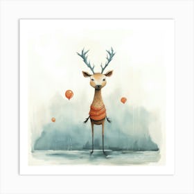 Deer With Balloons 12 Affiche