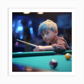 Boy Playing Pool Art Print