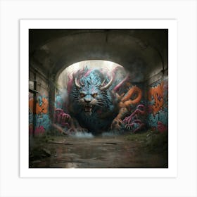 Mythical Creature Graffiti Art Print