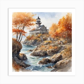 Autumn Lighthouse Art Print