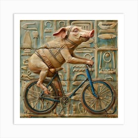 Ancient Egypt Pig On A Bike Art Print