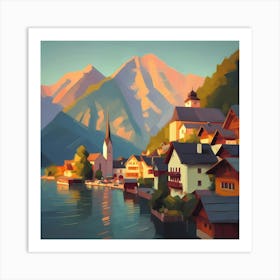 Village By The Lake 1 Art Print