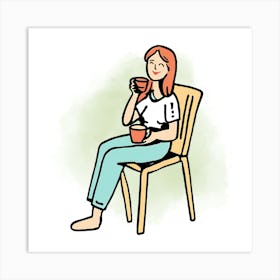 Woman Drinking Coffee 5 Art Print