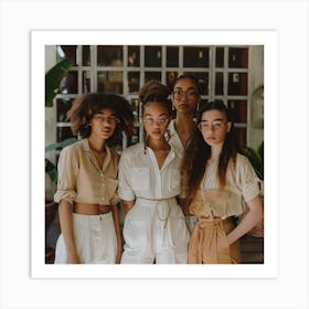 Four Young Women Posing Art Print