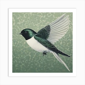 Ohara Koson Inspired Bird Painting Swallow Square Art Print