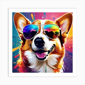 Corgi In Sunglasses 72 Art Print