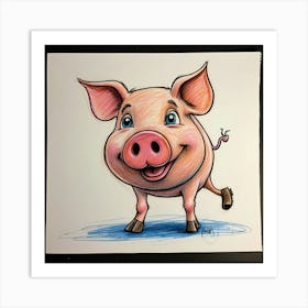 Pig Drawing Art Print