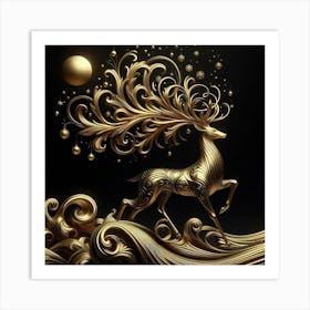 Golden Deer 6 Art Print