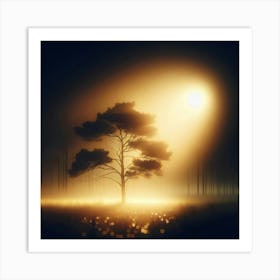 Lone Tree In The Fog 1 Art Print