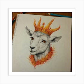 Goat With Crown Art Print