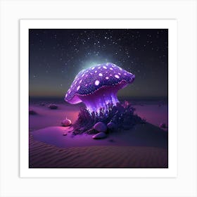 Purple Mushroom In The Desert Art Print
