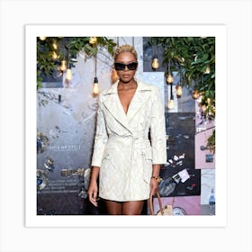 Captivating Representation Of An Elegant Light Skinned African Woman Dressed In A Chic Mini Coat D Art Print