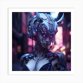 Cyberpunk Woman Art Print