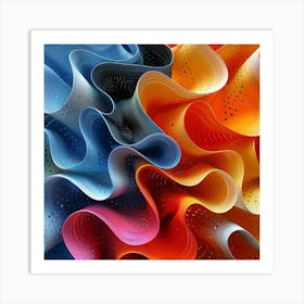 Colorful Wavy Paper Sculpture Art Print