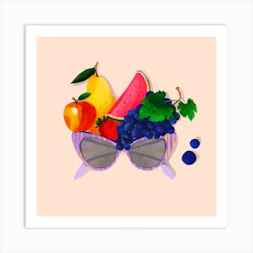 Fruit Glasses Square Art Print