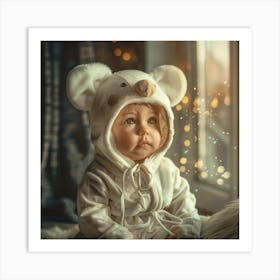 Baby In A Bear Costume Art Print