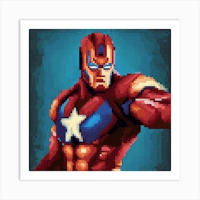 Captain America Pixel Art Art Print