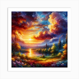 Sunset In The Mountains 5 Art Print