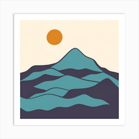 Mountain Minimalist Sunrise Art Print