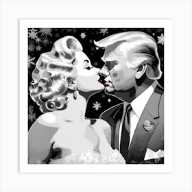 Marilyn Monroe Kissing Donald Trump Art Print