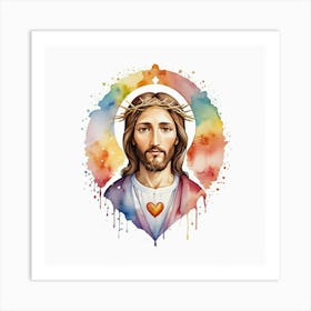 Jesus With Heart Art Print