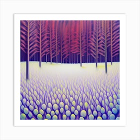 Painted Tree Lined Landscape Art Print