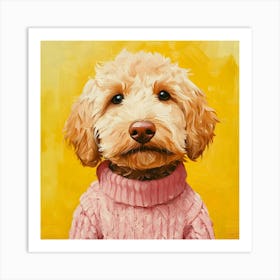 Goldendoodle Yellow And Pink 4 Art Print