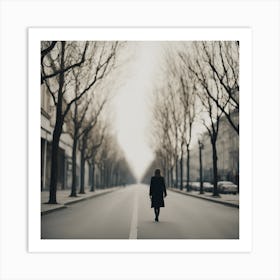 Woman Walking Down The Street Art Print