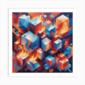 Fire Cubes Art Print