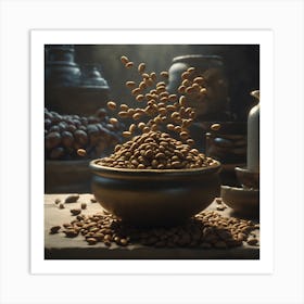 Bowl Of Coffee Beans Art Print