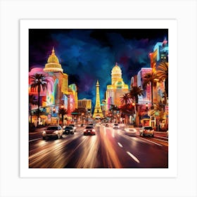 Las Vegas City At Night Art Print