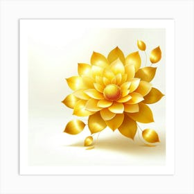Golden Lotus Flower 4 Art Print